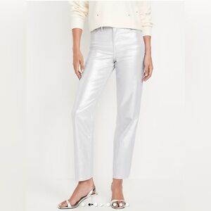 New NWT Old Navy High-Waisted Silver Shine OG Loose Jeans Women’s Size 14 Tall